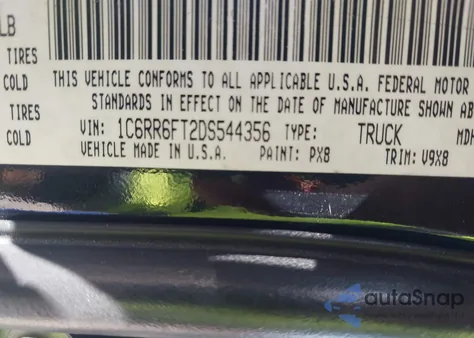 2013 Ram 1500 Express z USA, uszkodzony, nr VIN 1C6RR6FT2DS544356